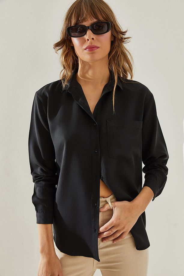 Kadın Tek Cepli Fit Kesim Basic Gömlek 60251350 - 1