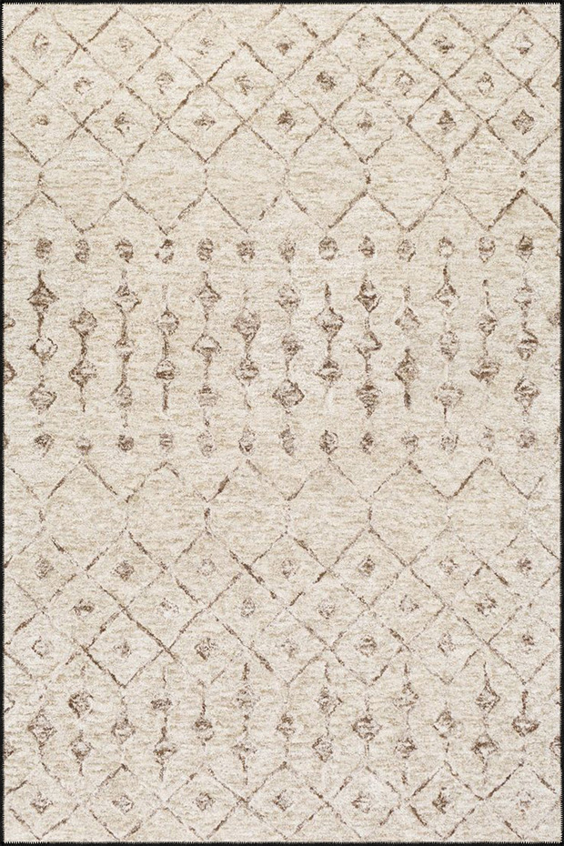 Cube Geometric Argyle Patterned Woven Base in Cream Tones and Washable Carpet Miravip9387