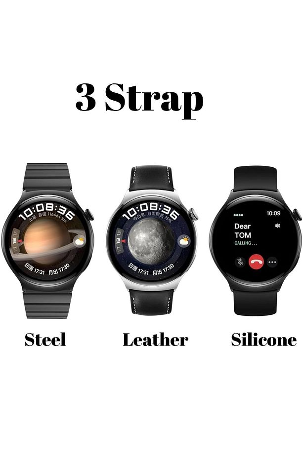 AMOLED Display Bt Çağrı Akıllı Saat With 3 Pair Strap Smart Watch - 2