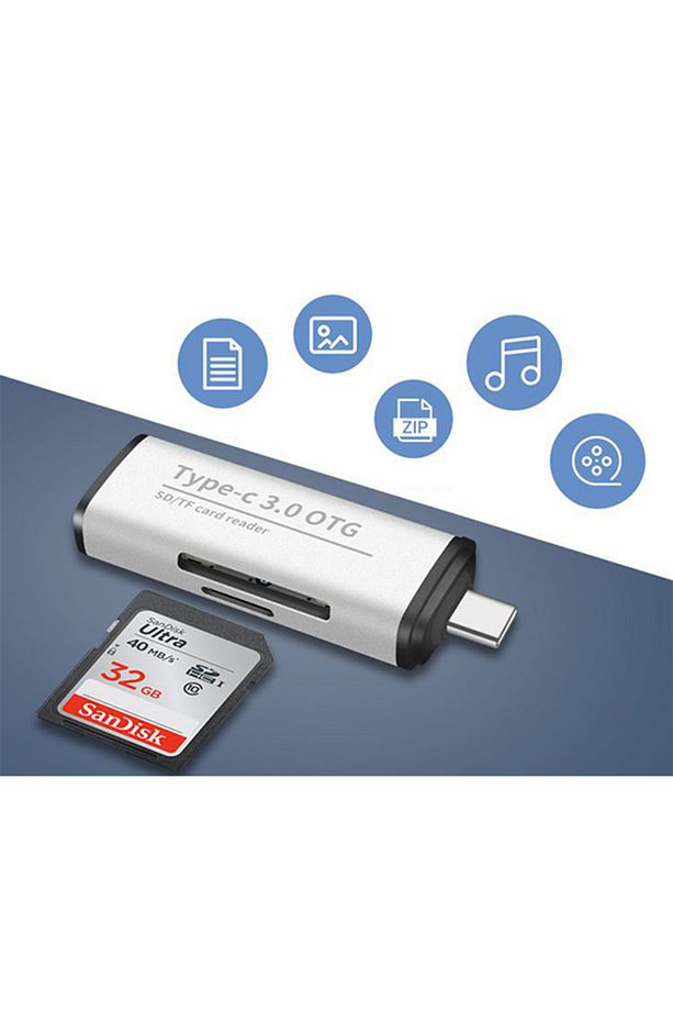 ADS-103 USB TYPE C 3.0 Hızlı Card Reader SD-TF Hafıza Kart Okuyucu - 2