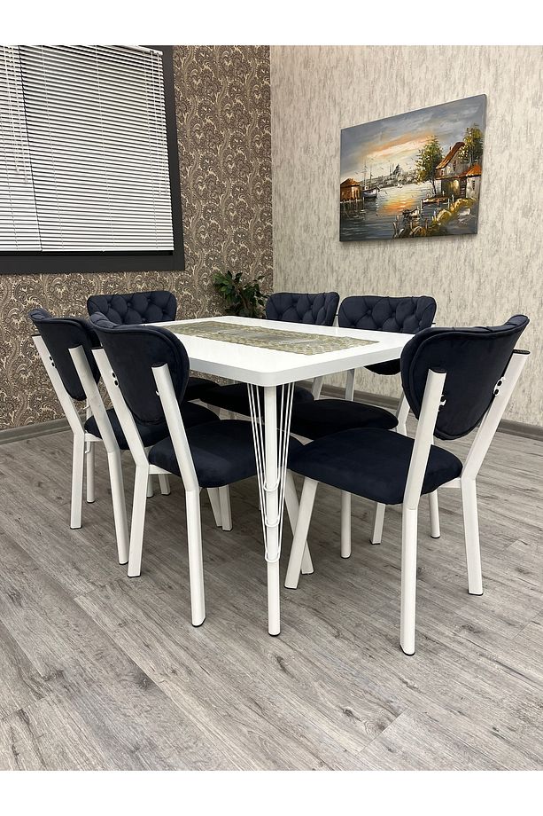 Akuamarin Mutfak Yemek Masası Takımı- 6 Kişilik Mutfak Masa Sandalye Takımı- Mutfak Masası Takımı - 3