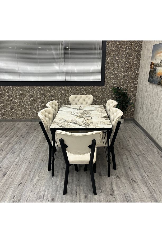 Akuamarin Mutfak Yemek Masası Takımı- 6 Kişilik Mutfak Masa Sandalye Takımı- Mutfak Masası Takımı - 5