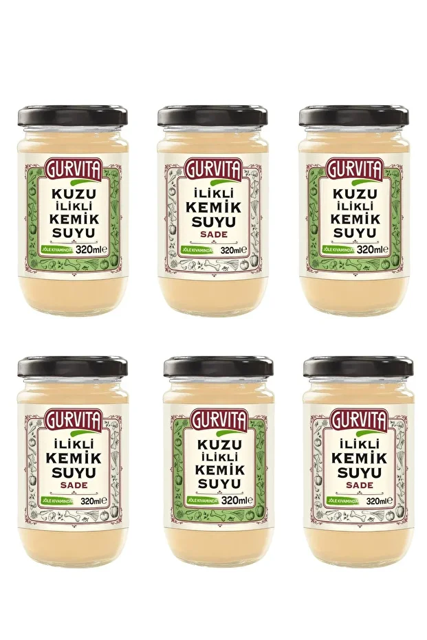Jöle Kıvamında Ilikli Kemik Suyu 3 Adet Sade+3 Adet Kuzu 320 ml 6'iı - 1