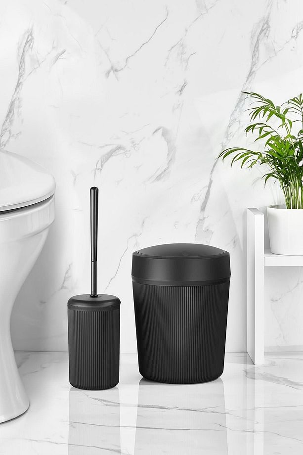 087 Siyah Banyo Çöp Kovası Ve Tuvalet Fırçası Seti - 3