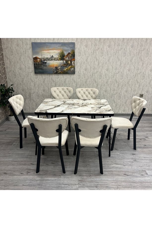 Akuamarin Mutfak Yemek Masası Takımı- 6 Kişilik Mutfak Masa Sandalye Takımı- Mutfak Masası Takımı - 3