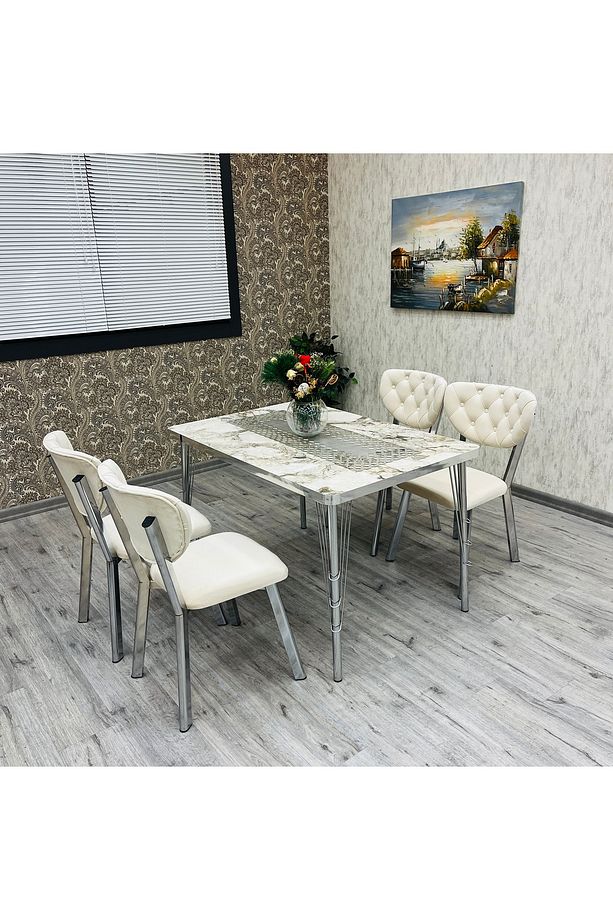 Mutfak Masa Sandalye Takımı Akuamarin 80-120 Ck 4 Kişilik Mutfak Masası Takımı - 1