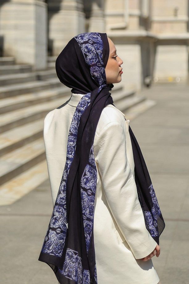 Desenli Pamuk İpek Şal Modeli PMKV05-09 - 4