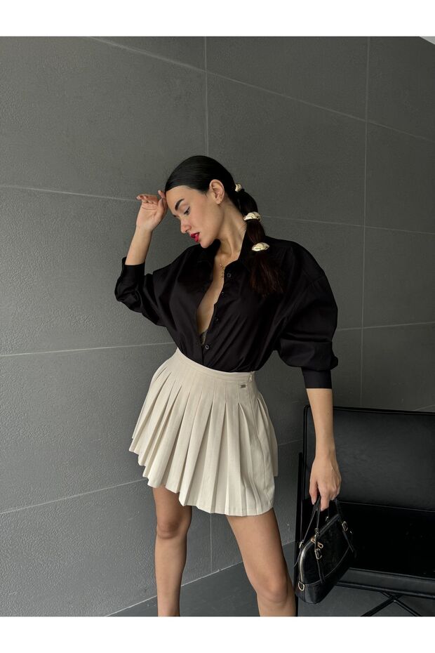 قميص أسود واسع القطع 27202 - 7