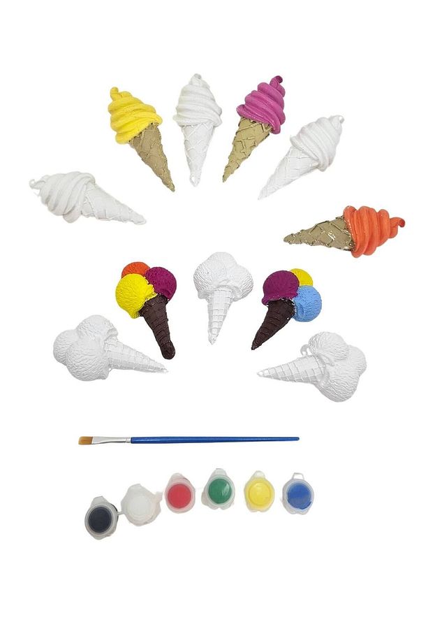 Okul Öncesi Taş Boyama Seti 12'li Dondurma Seti Stone Painting 12 adet ( 8 cm ) - 1