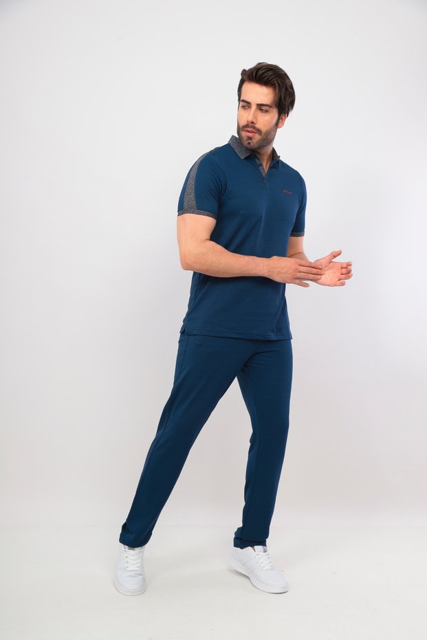 Men's Royal Polo Collar T-Shirt Set Cotton Short Sleeve Casual Sports Set