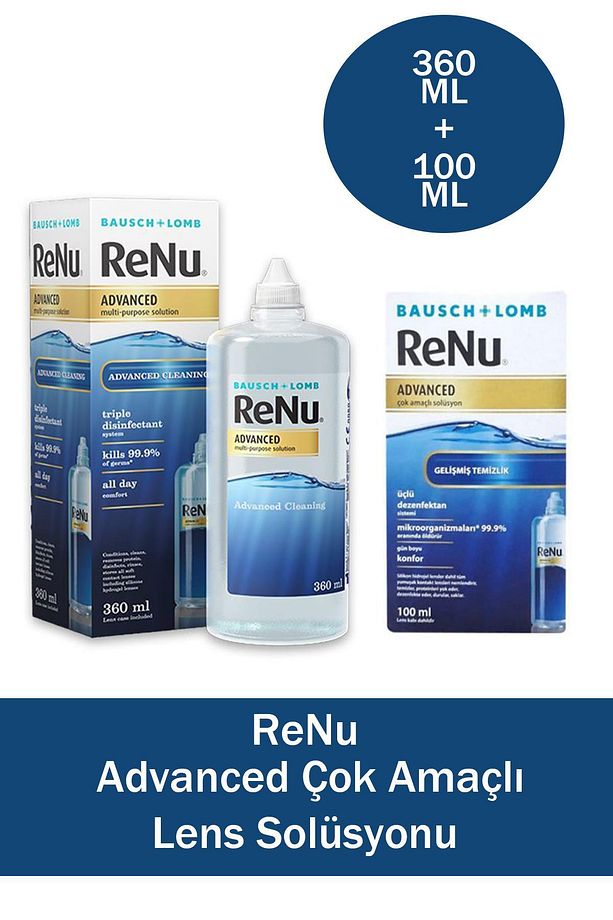 Advanced Çok Amaçlı Lens Solüsyonu 360 ml + Renu Advanced Çok Amaçlı Lens Solüsyonu 100 ml - 1