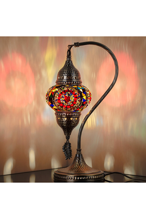 مصباح تركي أصلي، مصباح بجانب السرير من الفسيفساء المغربية التركية، مصنوع يدويًا بنسبة 100%، معقوفة 40 سم