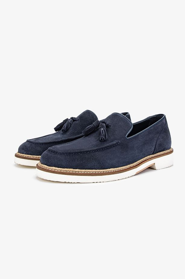 Hint Erkek Lacivert Süet Hakiki Deri Loafer Ayakkabı - 4
