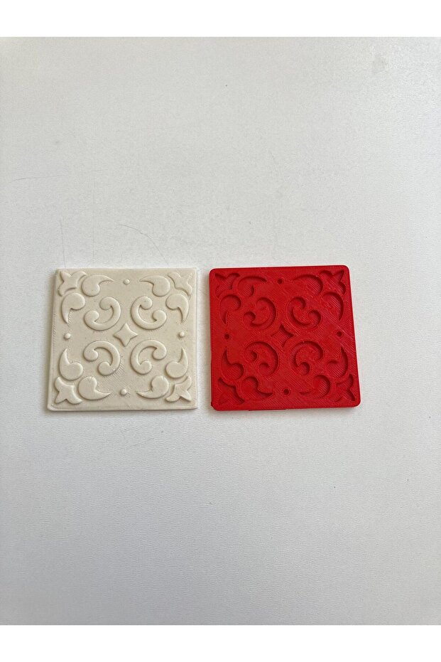 طين سيراميك مقاس 7 × 7 سم - ختم بوليمر بنمط بلاط باروكي - 1