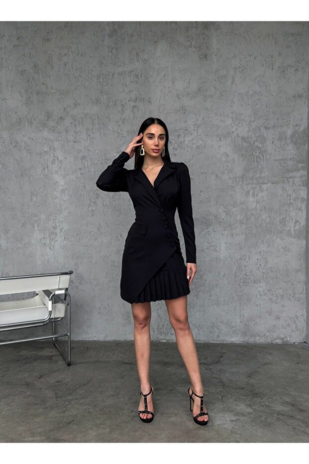 Rochie sacou blazer plisat - 3