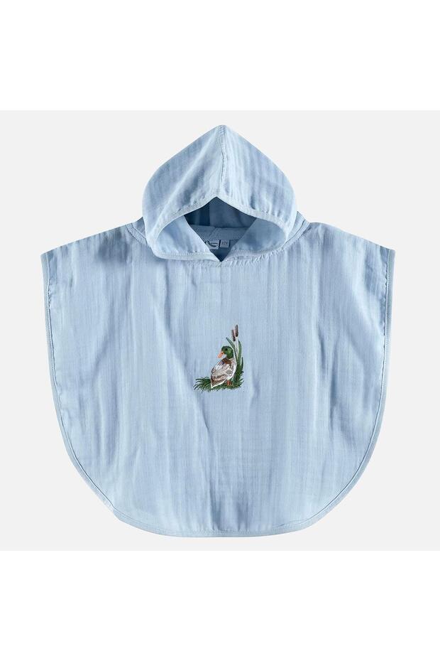 Duck Embroidered Children's Muslin Poncho