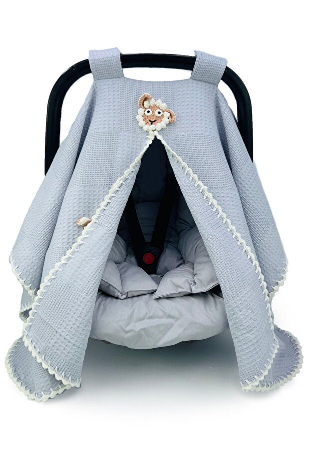 Hand Embroidered Pique Stroller Cover Set of 3 Cover Cushion Sheet