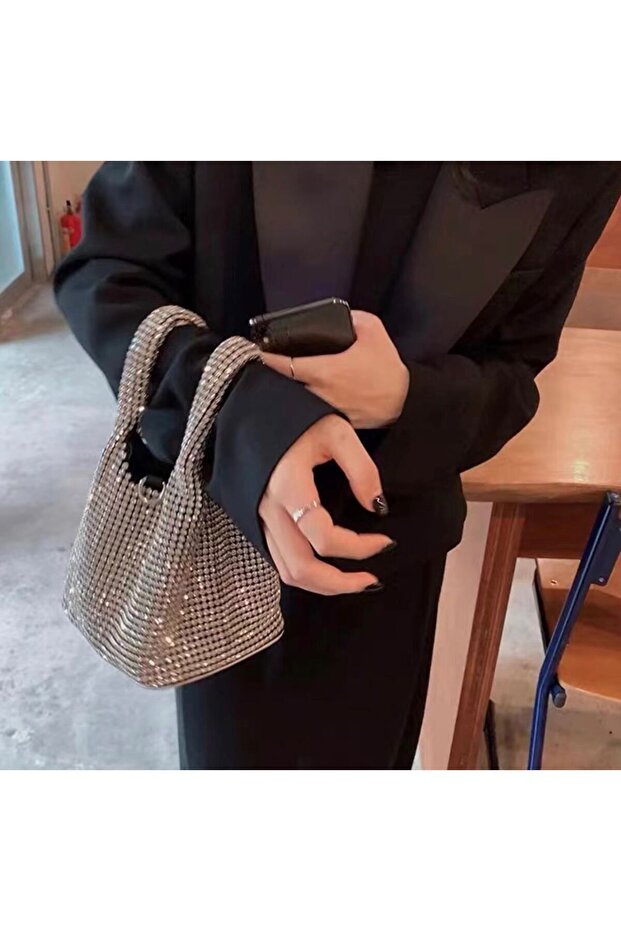 Parlak Taşlı Lüks Çanta - 9