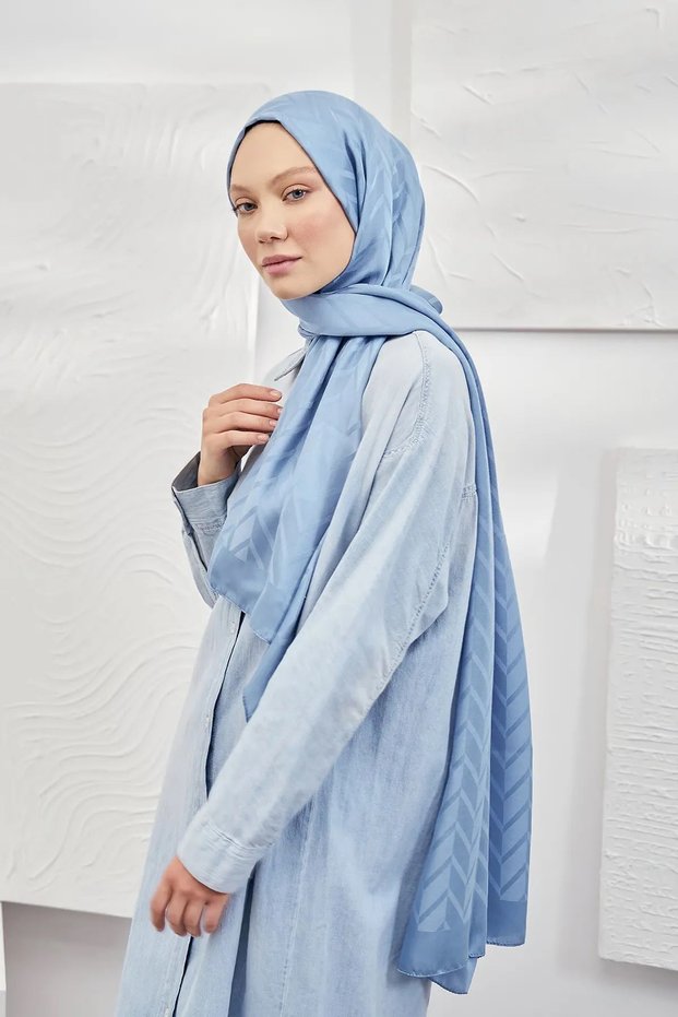 ARMANDA نمط جاكار إيطالي متعرج - دينم أزرق