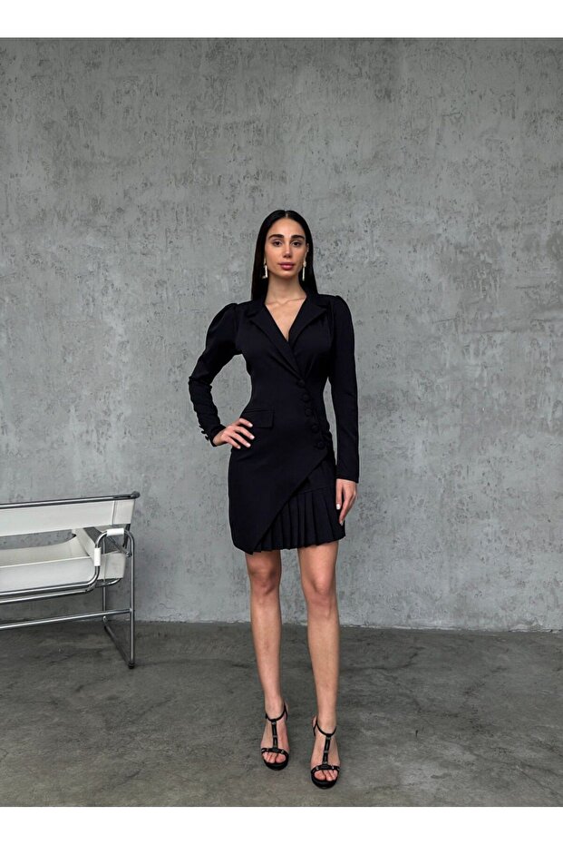 Rochie sacou blazer plisat - 1