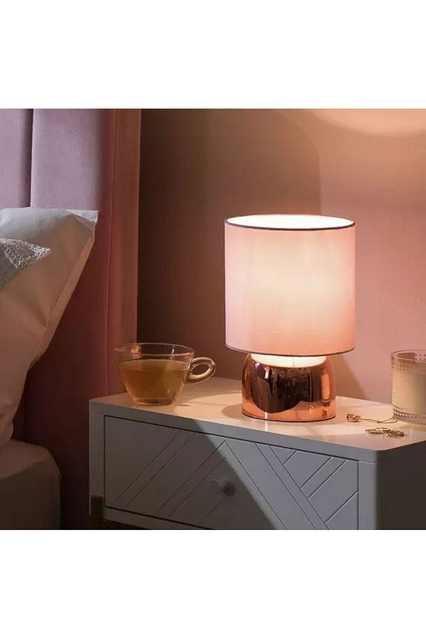 1 Adet Rose Gold Başucu Lambası Abajur Yatak Odası Oturma Odası Aydınlatma Komodin Lamba - 1
