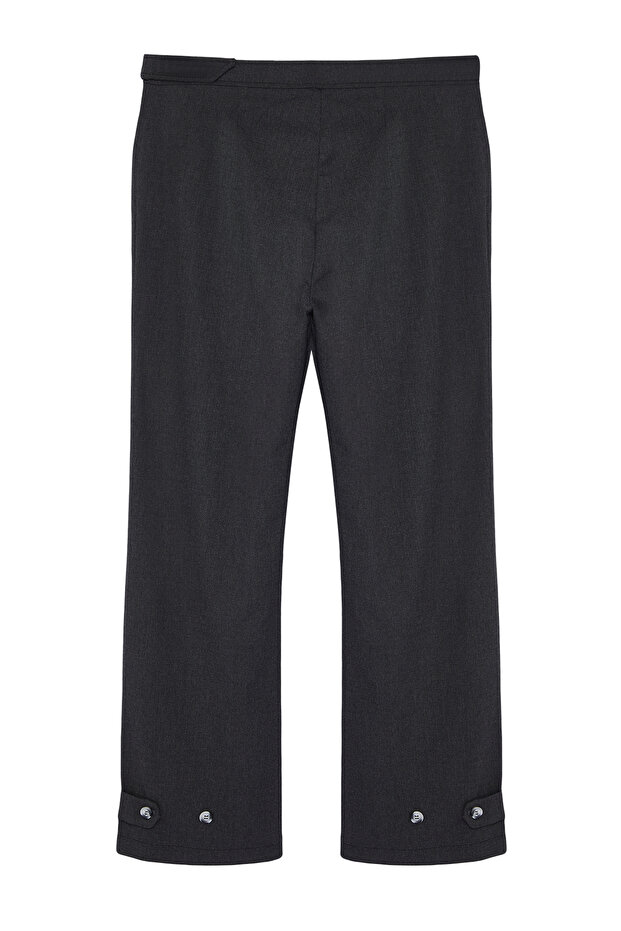 Antrasit Straight/Düz Kesim Dokuma Paça ve Kemeri Düğmeli Kumaş Pantolon TBBSS24AR00045 - 7