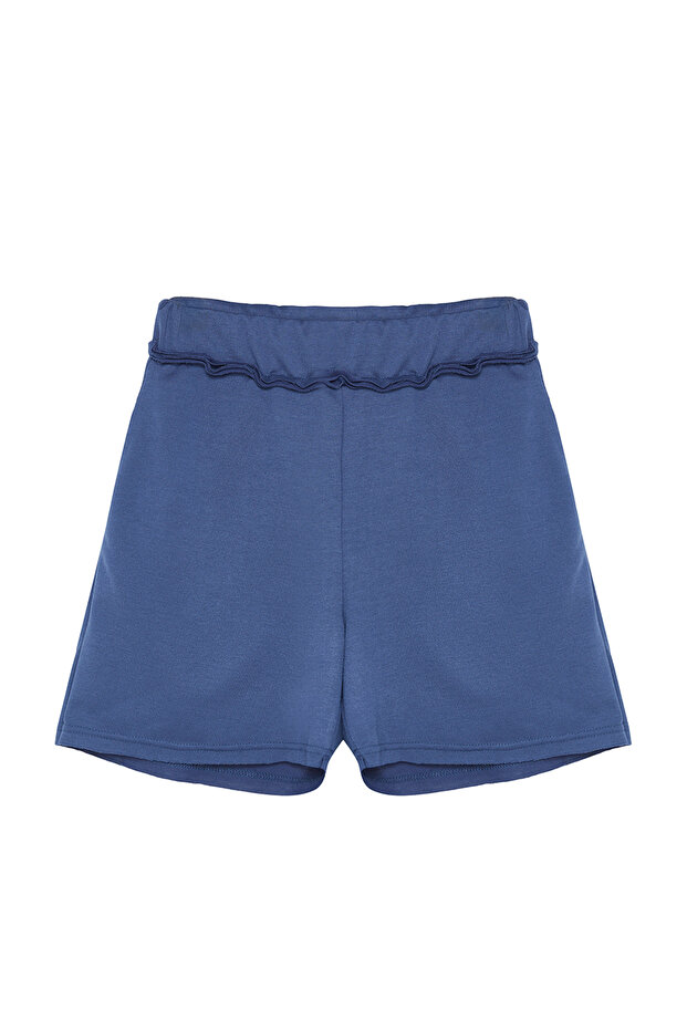 Indigo Yüksek Bel Cepli İnce Örme Şort & Bermuda TWOSS24SR00209 - 6