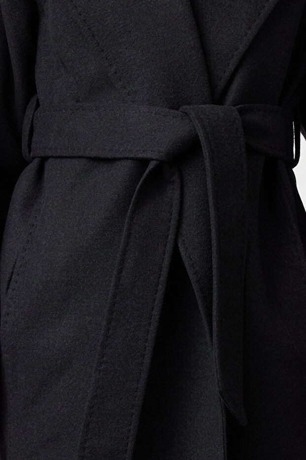 Antrasit Dikiş Detaylı Yumuşak Dokulu Oversize Maxi Kaban TWOAW25KB00018 - 6