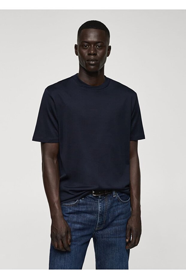 Merserize Slim Fit Tişört - 1