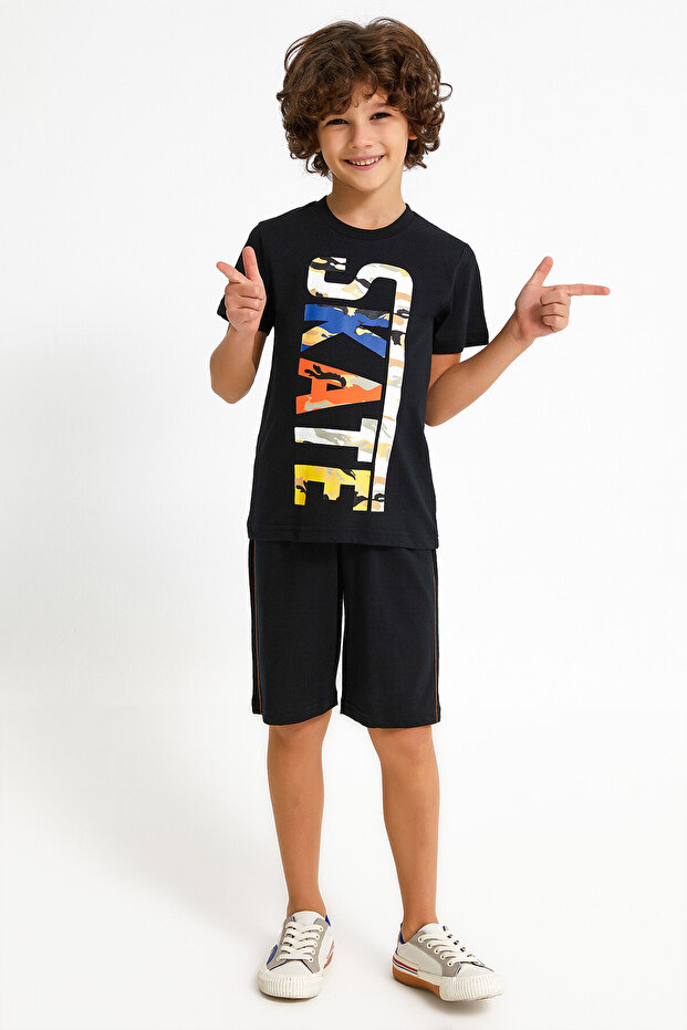 بدلة برمودا سوداء للأولاد من روليبولي - 1