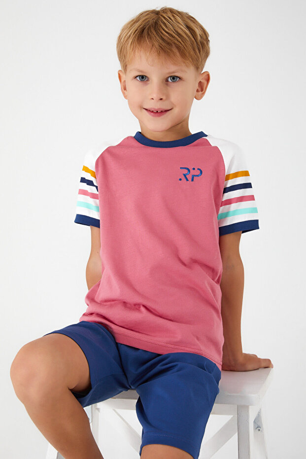 Rolypoly Section Patterned Pembe Erkek Çocuk Bermuda Takım - 3