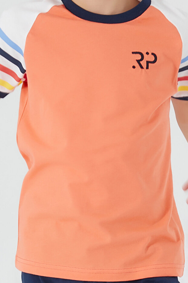 Rolypoly Section Patterned Turuncu Erkek Çocuk Bermuda Takım - 4