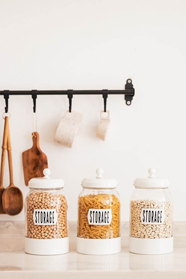 3-Piece Galvanized Glass Storage Container (STORAGE PRINTED)