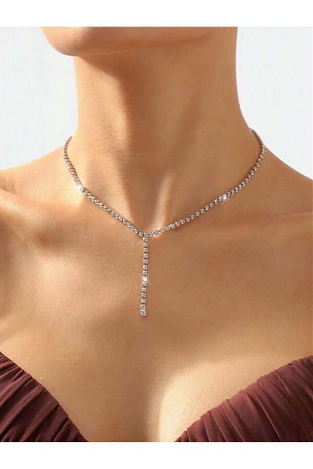 Waterway Evening Dress Wedding Dress Single Row Jewelled Model Necklace