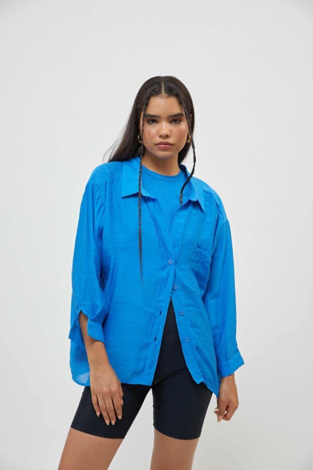 Mavi Salaş Gömlek - 3