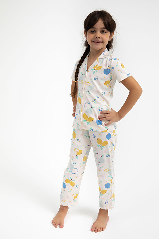 Rolypoly Fruits Girl's Shirt Pajama Set 2756-g - Vanilla
