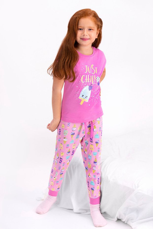Rolypoly Just Chill Orchid Girls' Short Sleeve Pajama Set