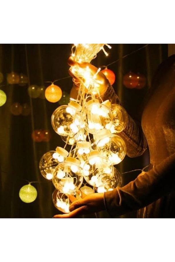 Dekoratif Led Işıklı Top Perde Led Animasyonlu Küre Toplu Ampul Perde Led Fişli Eklenebilir 3mt - 6