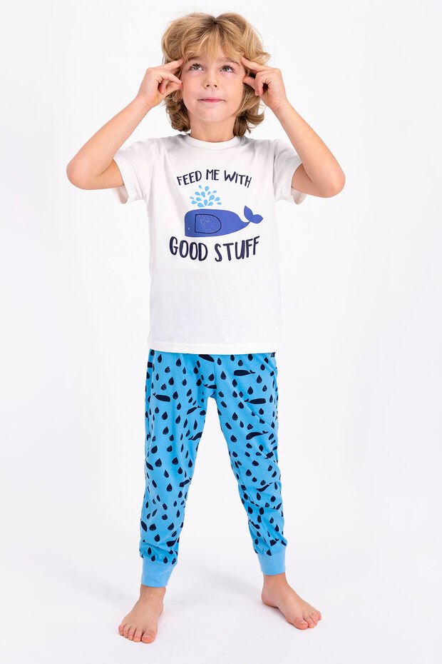Rolypoly Feed Me With Good Stuf Krem Genç Erkek Kısa Kol Pijama Takımı - 4
