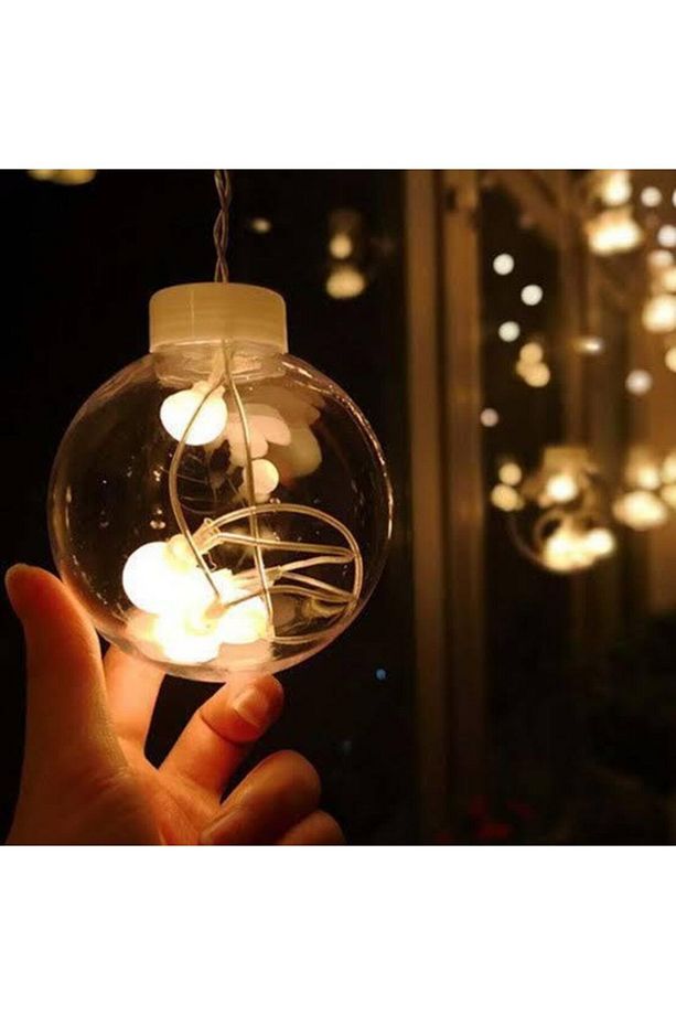 Dekoratif Led Işıklı Top Perde Led Animasyonlu Küre Toplu Ampul Perde Led Fişli Eklenebilir 3mt - 4