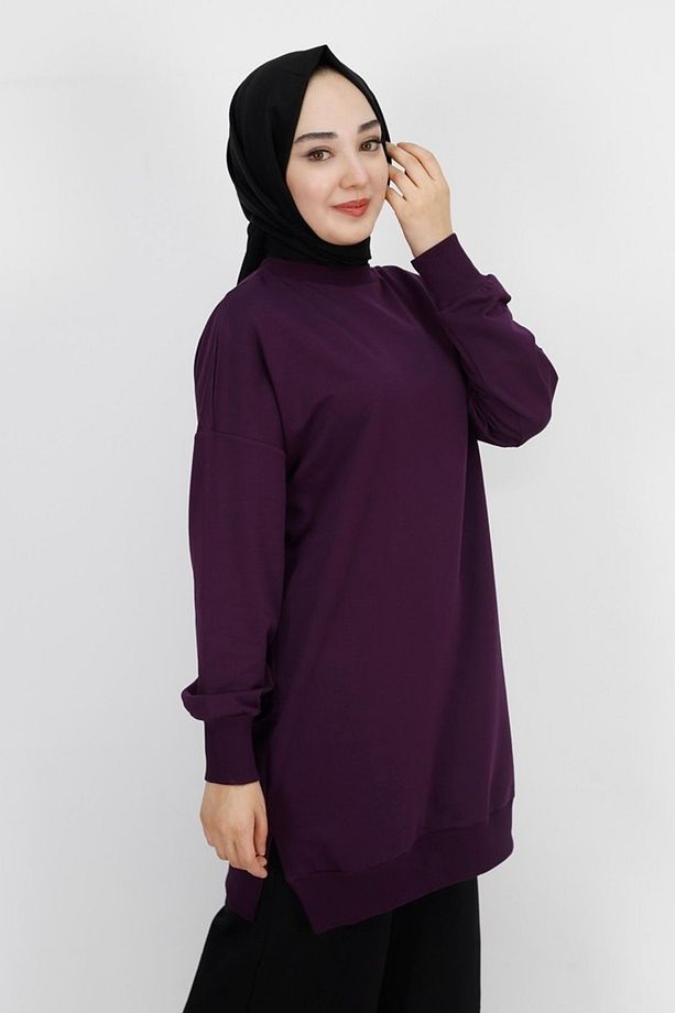 Iki Iplik Kumaş Basic Tunik Sweatshirt - 3