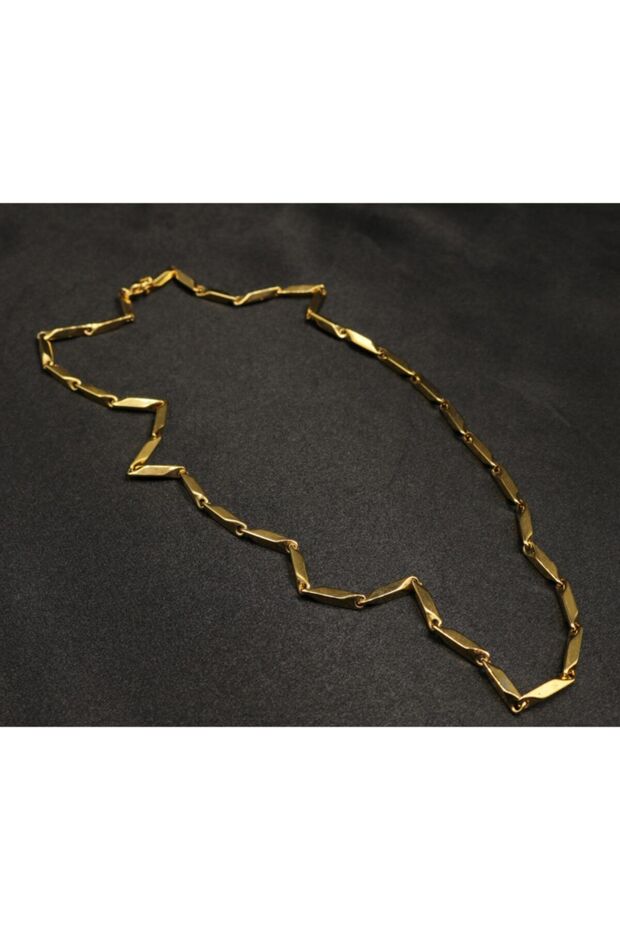 Sarı Renk Paslanmaz Çelik Kolye - 3