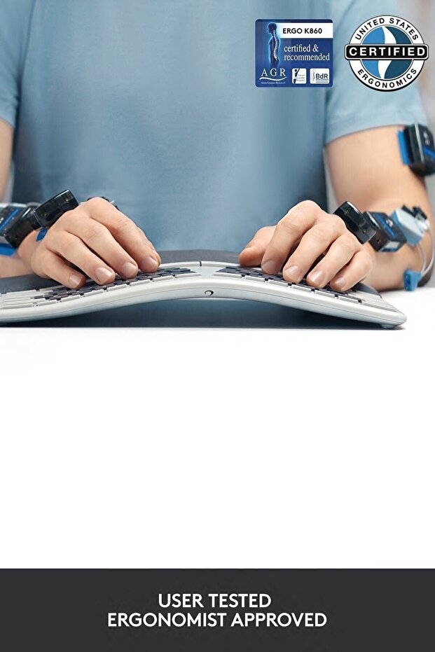 K860 Ergonomik Bilek Destekli Tam Boyutlu Kablosuz Türkçe Klavye - Siyah - 5