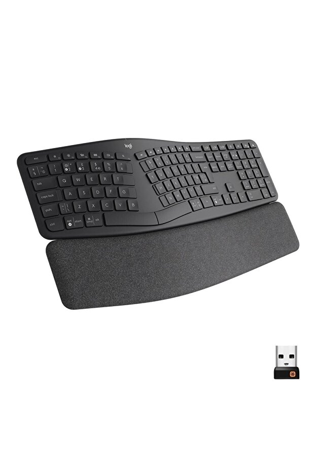 K860 Ergonomik Bilek Destekli Tam Boyutlu Kablosuz Türkçe Klavye - Siyah - 1