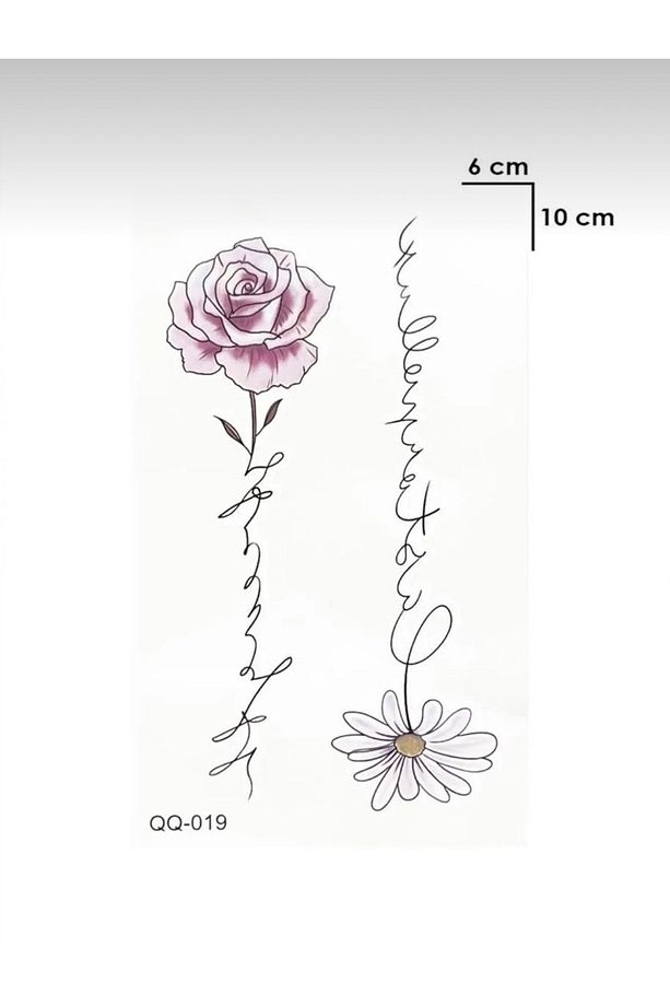 Unisex Renkli Çiçek Ve Gül Geçici Dövme CD385 - 2