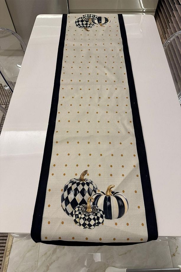40x140cm Dokuma Leke Tutmaz Baskılı Premium Tay Tüyü Kumaş Masa Örtüsü Dekoratif Runner Yıkanabilir - 3