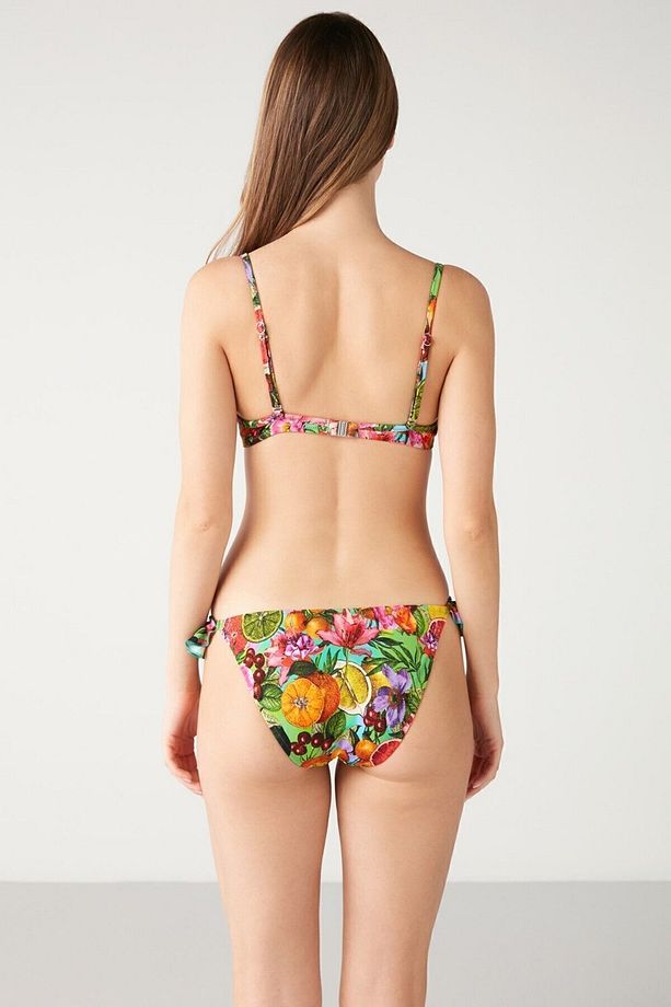 Lemondask Kaplı Telli Çıkarılabilir Push Uplı İnce Fırfırlı Altlı Dolgulu Bikini - 4