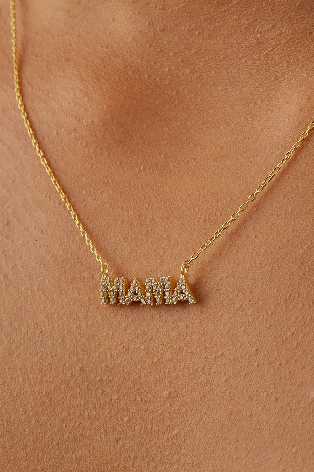 Mama Kolye, 1 Mikron 18 Ayar Altın Kaplama (925 AYAR GÜMÜŞ ÜZERİNE), Zirkonyum - 5