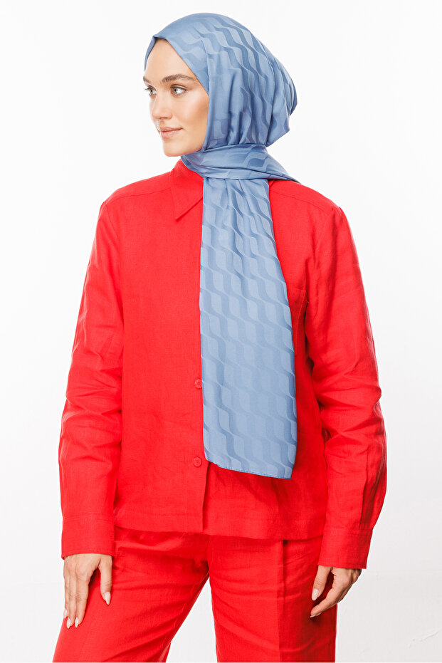 Silky Jacquard Wave Pattern Shawl - 5