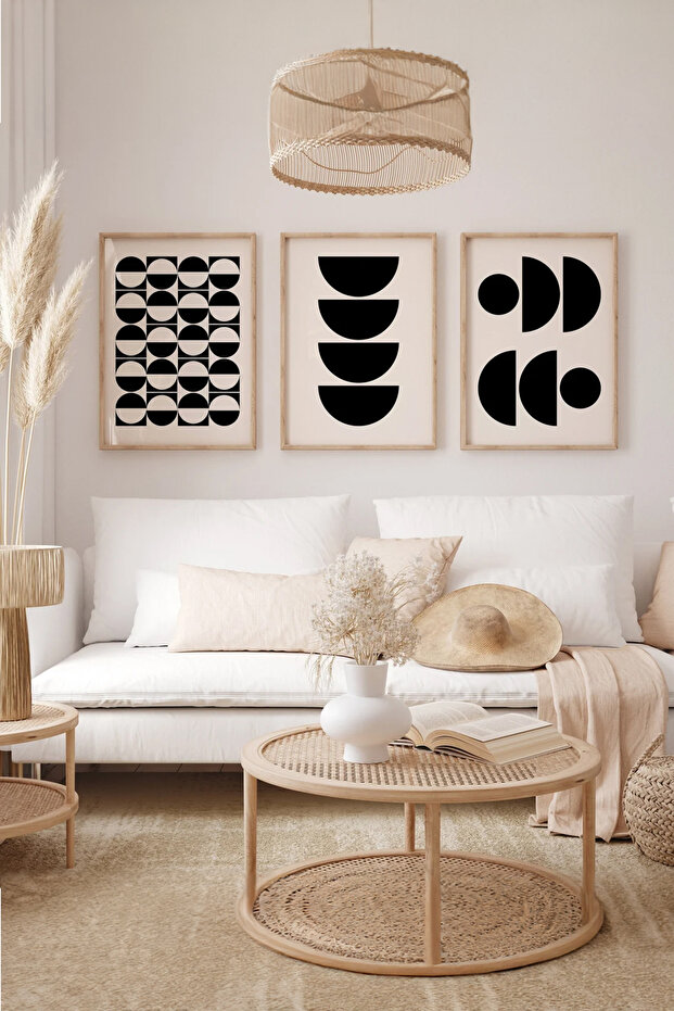 3 Piece 3D Poster Painting Set with Real Wood Frame